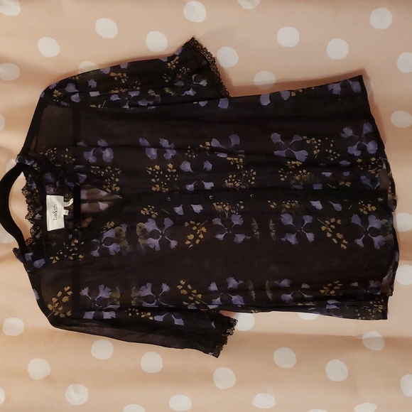 ba&sh black sheer and lace top with purple floral print - Picture 13 of 13